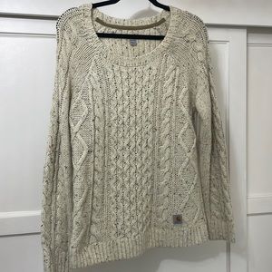 Carhartt patch elbow will cable knit sweater - never been worn